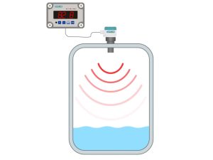 Báo giá các loại cảm biến mực nước - Dầu - axit - hoá chất 5 Đo mức nước thải bằng cảm biến siêu âm đưa về hiển thị
