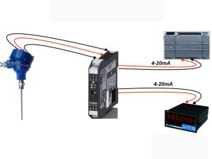 Bộ chia tín hiệu nhiệt độ pt100 ra 4-20ma 0-10v giám sát 2 nơi