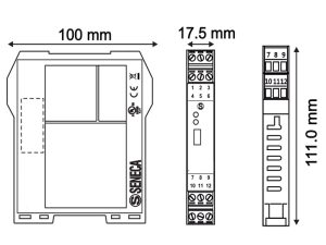 Kích thước bộ chuyển đổi điện trở ntc ra 4-20ma 0-10v