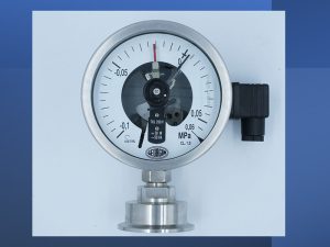 Đo áp suất dầu, nước, mực in bằng đồng hồ 3 kim 2 tiếp điểm 6 Đồng hồ áp suất 3 tiếp điểm màng clamp DN15 - 20 - 30 - 40