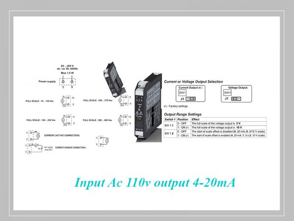 Transducer biến đổi điện ac input 110v output 4-20ma
