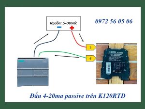 Cách đấu dây bộ chuyển đổi pt100 k120rtd dòng 4-20ma passive