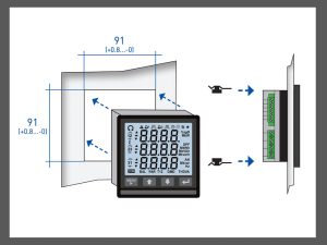 Đồng hồ đo công suất tiêu thụ điện năng 3 pha gắn mặt tủ điện