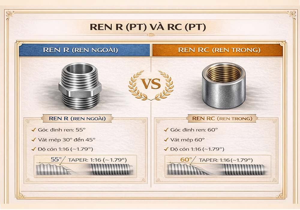 Bảng tra kích thước ren 1/2 NPT – 1/4 BSPT – Rc 1/4 inch 13 Tìm hiểu tiêu chuẩn ren hệ inch r pt và rc pt